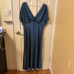 NAVY BLUE SATIN MAXI DRESS